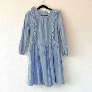 Crewcuts Striped Ruffle Long Sleeve Dress, Size 10